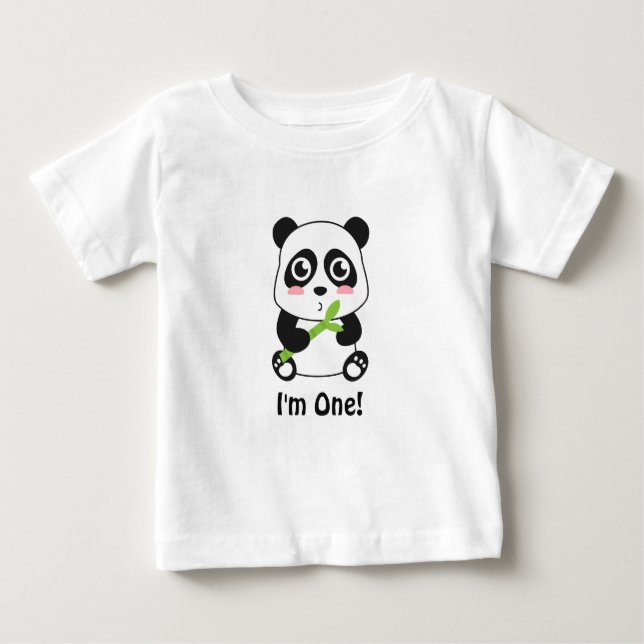 T-shirt Pour Bébé J'ai un ans, le premier anniversaire, panda mignon (Devant)
