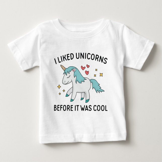 T-shirt Pour Bébé J'Aimais Les Unicornes (Devant)