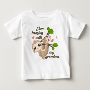 T-shirt Pour Bébé J'aime accrocher avec ma grand-maman