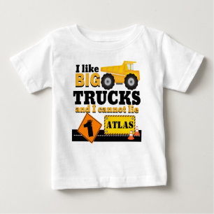 T-shirt Pour Bébé J'aime Big Trucks Construction Birthday Shirt