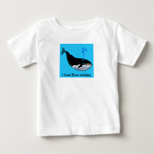 T-shirt Pour Bébé J'aime BLEUE WHALES -Graphique animal - Bleu océan