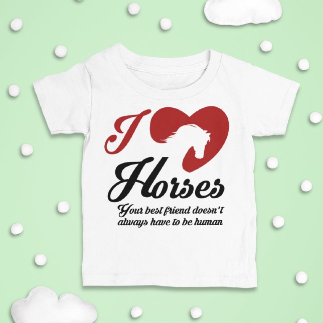 T-shirt Pour Bébé J'aime / Chevaux du coeur (Créateur téléchargé)