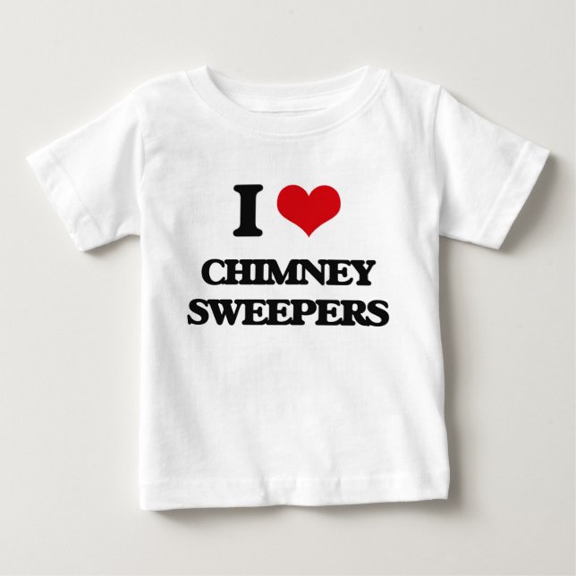 T-shirt Pour Bébé J'aime des balayeuses de cheminée (Devant)