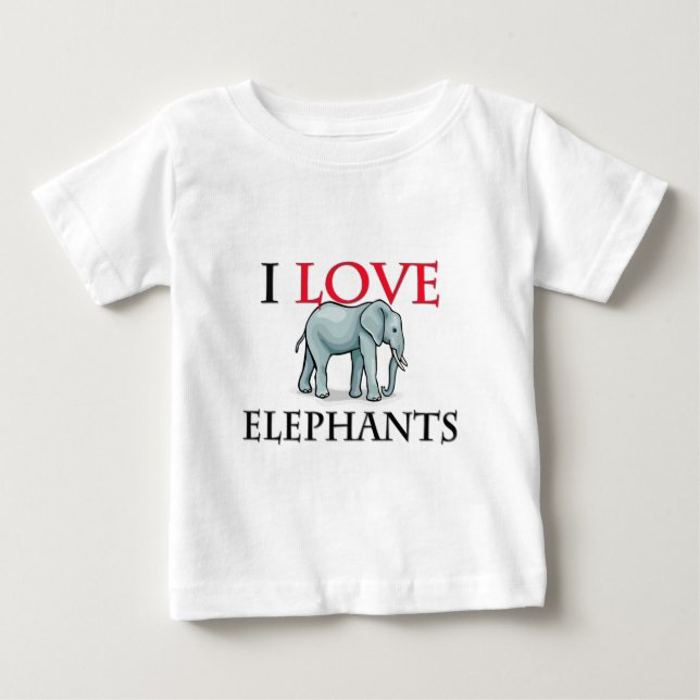 T-shirt Pour Bébé J'aime des éléphants (Devant)