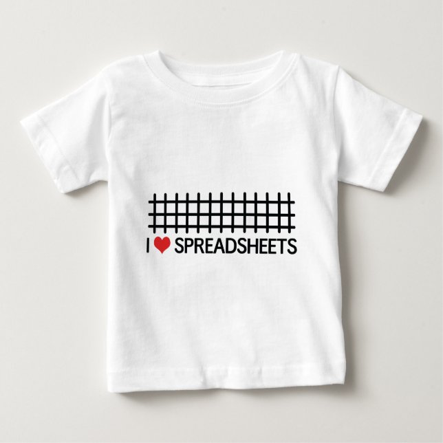 T-shirt Pour Bébé J'aime des feuilles de calcul (Devant)