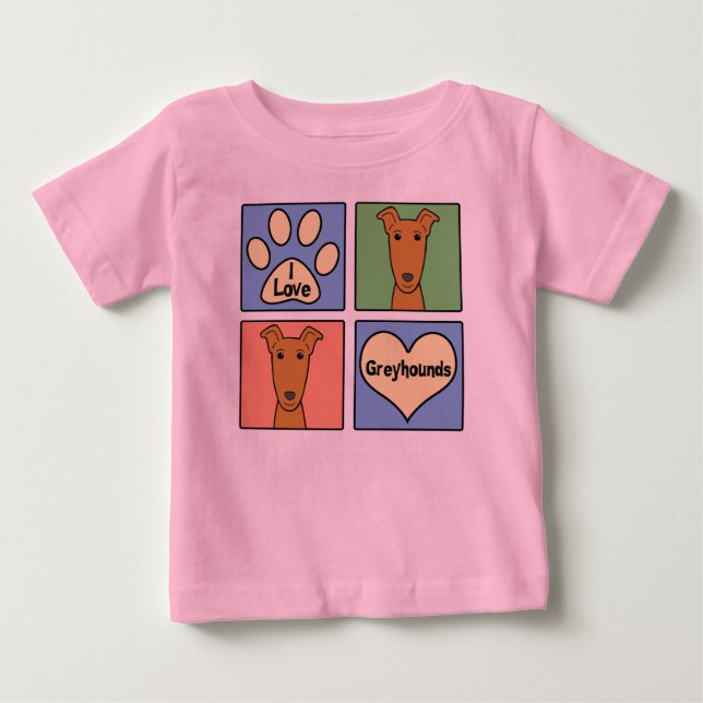 T-shirt Pour Bébé J'aime des lévriers (Devant)