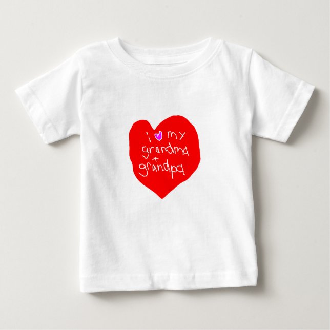 T-shirt Pour Bébé J'aime grand-mère et grand-père (Devant)
