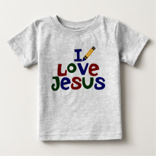 T-shirt Pour Bébé J'aime Jésus / Jésus m'aime Chrétien