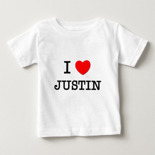 T-shirt Pour Bébé J'aime Justin (Devant)