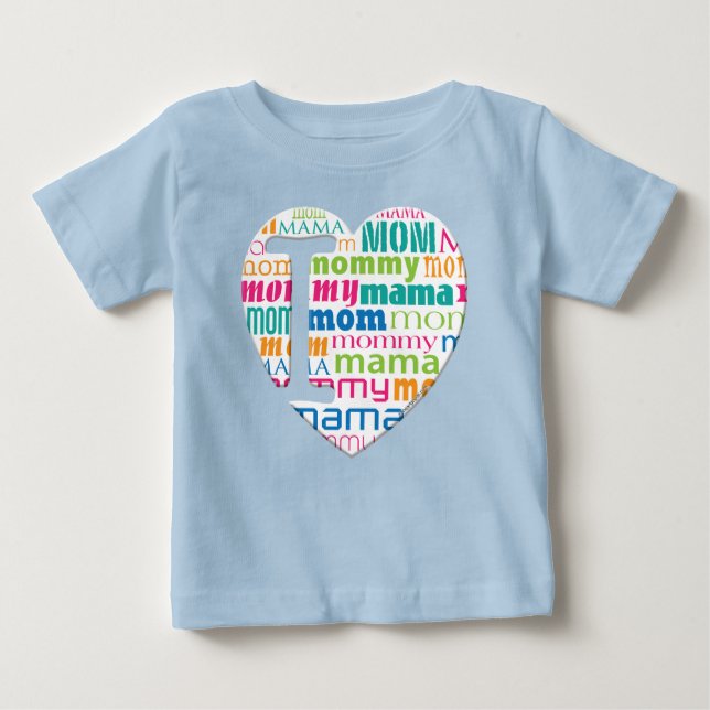 T-shirt Pour Bébé J'aime la maman, maman, maman - (Devant)