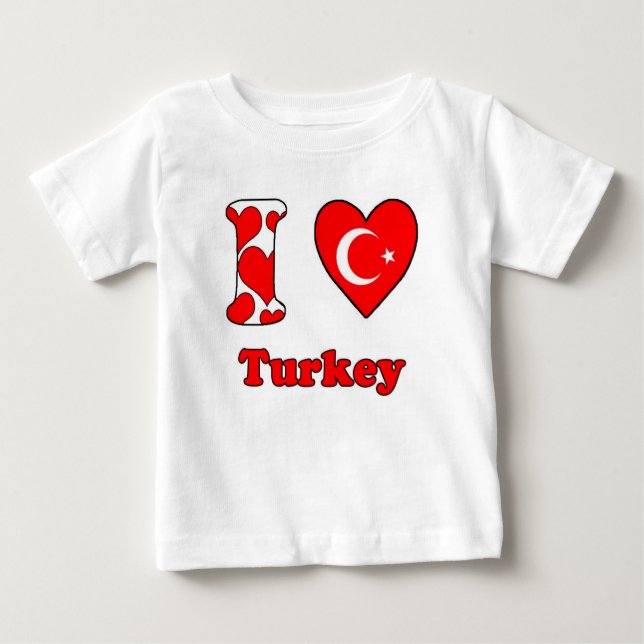 T-shirt Pour Bébé J'aime la Turquie (Devant)