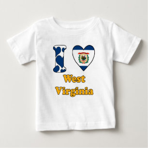 T-shirt Pour Bébé J'aime la Virginie-Occidentale