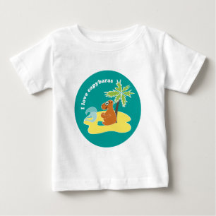 T-shirt Pour Bébé J'aime l'art de plage tropical des capybaras