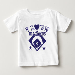 T-shirt Pour Bébé J'Aime Le Baseball Diamonds