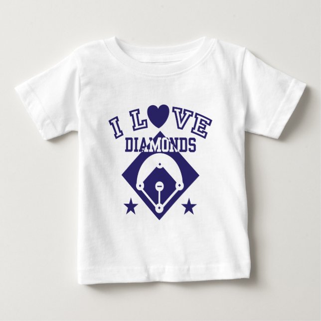 T-shirt Pour Bébé J'Aime Le Baseball Diamonds (Devant)