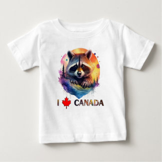 T-shirt Pour Bébé J'aime le Canada, le raton laveur,
