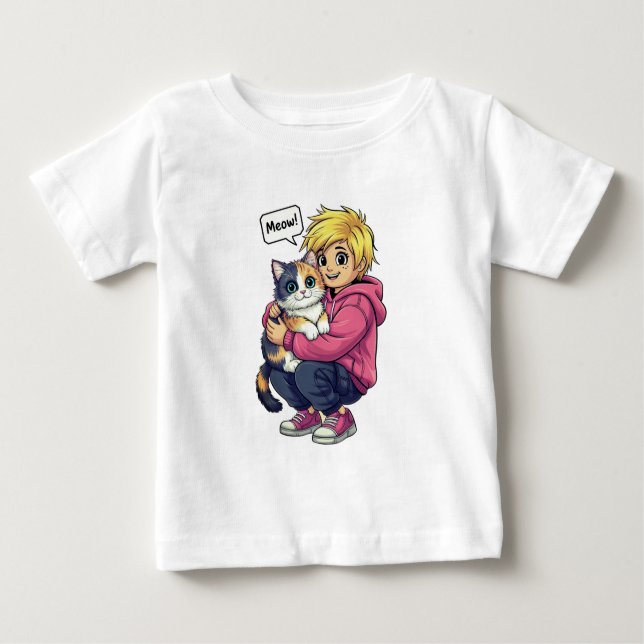 T-shirt Pour Bébé J'aime le chat (Devant)