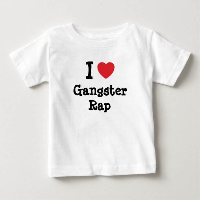 T-shirt Pour Bébé J'aime le coeur de Gangster Rap personnalisé (Devant)