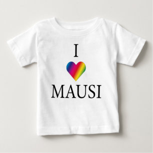 T-SHIRT POUR BÉBÉ J'AIME LE COEUR DE MAUSI RAINBOW