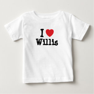 T-shirt Pour Bébé J'aime le coeur de Willis personnalisé