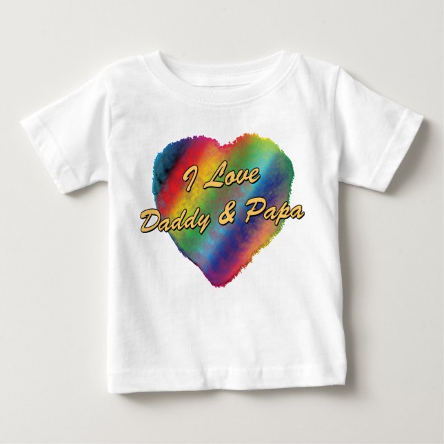 T-shirt Pour Bébé J'aime le papa et le papa (Devant)