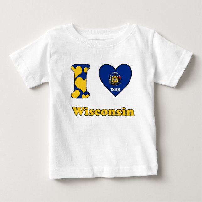 T-shirt Pour Bébé J'aime le Wisconsin (Devant)