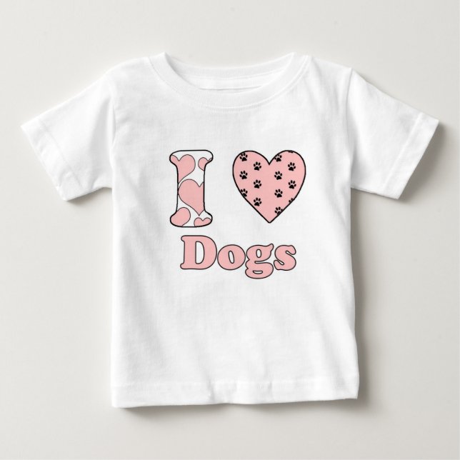 T-shirt Pour Bébé J'aime les chiens (Devant)