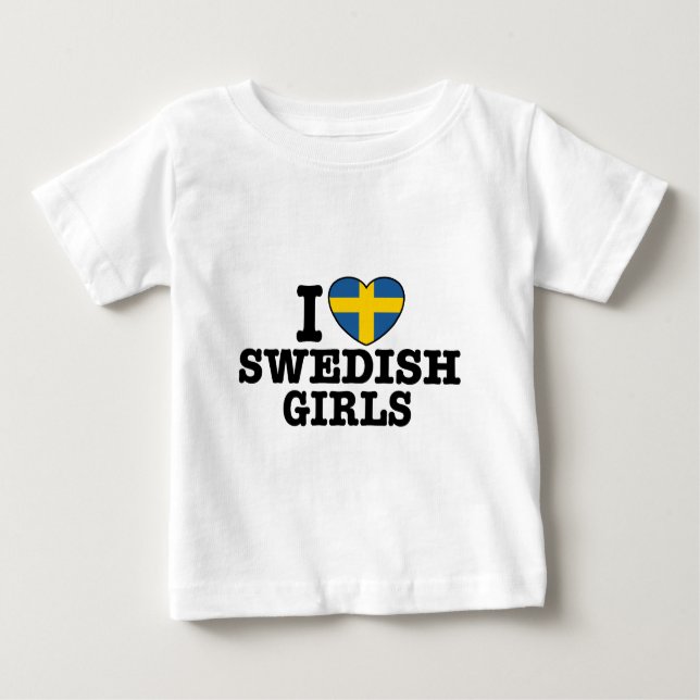 T-shirt Pour Bébé J'aime les filles suédoises (Devant)