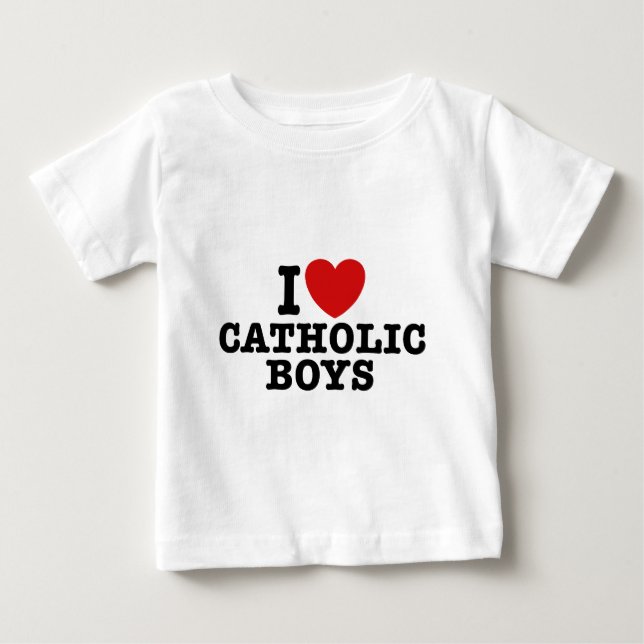 T-shirt Pour Bébé J'aime les garçons catholiques (Devant)
