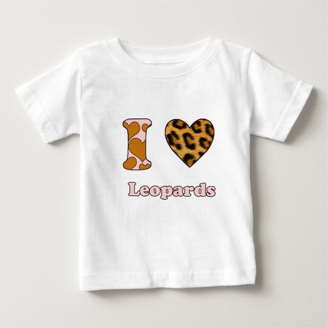 T-shirt Pour Bébé J'aime les léopards (Devant)