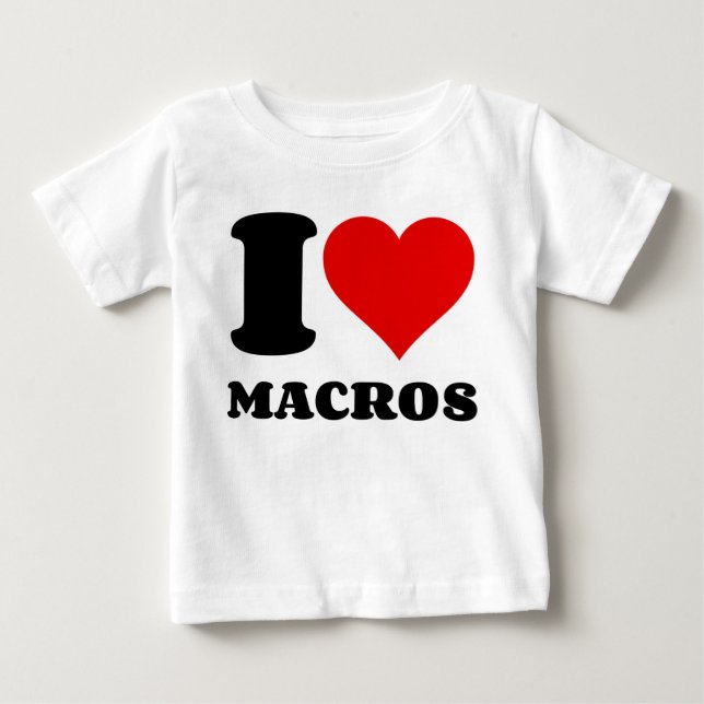 T-SHIRT POUR BÉBÉ J'AIME LES MACROS (Devant)