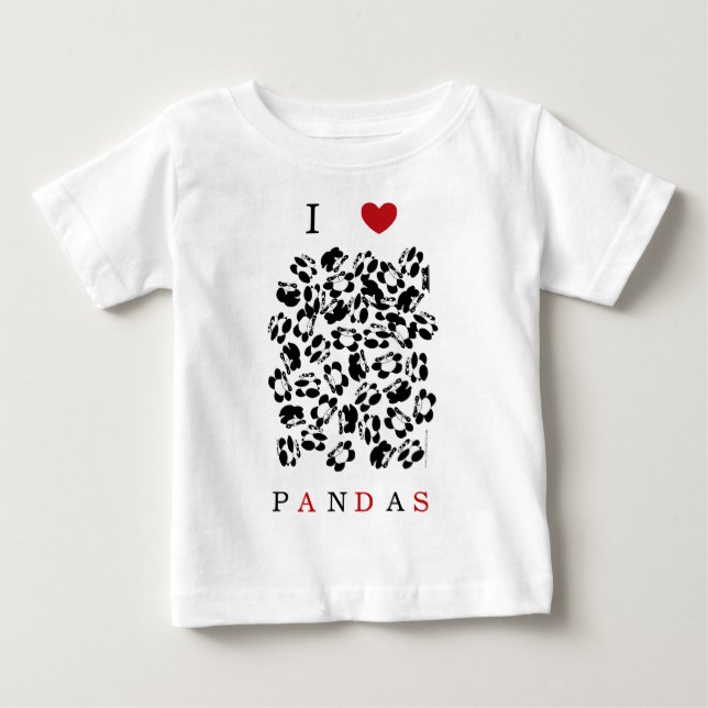 T-shirt Pour Bébé J'aime les pandas (Devant)