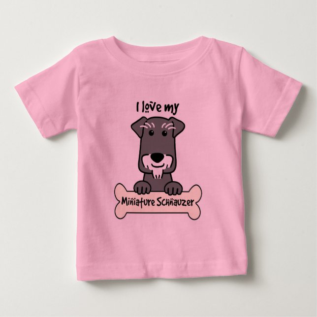 T-shirt Pour Bébé J'aime les Schnauzers miniatures (Devant)