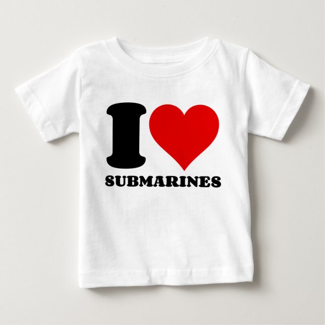 T-SHIRT POUR BÉBÉ J'AIME LES SOUS-MARINS (Devant)