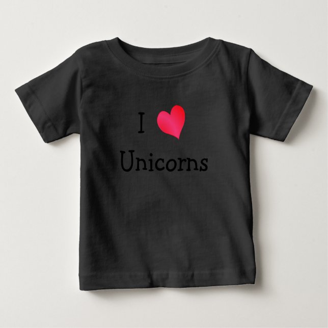 T-shirt Pour Bébé J'Aime Les Unicornes (Devant)