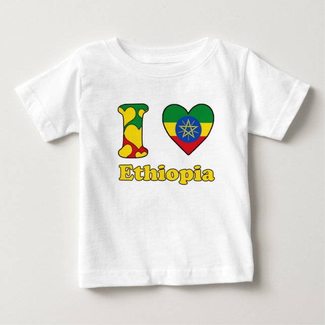 T-shirt Pour Bébé J'aime l'Éthiopie (Devant)