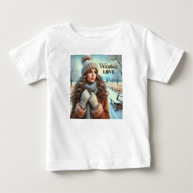 T-shirt Pour Bébé J'aime l'hiver (Devant)