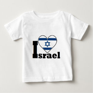 T-shirt Pour Bébé J'aime l'Israël - avec le grand drapeau du coeur