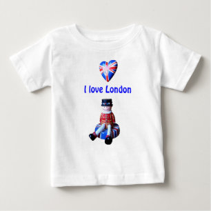 T-shirt Pour Bébé J'aime Londres, long T-shirt de bébé de douille