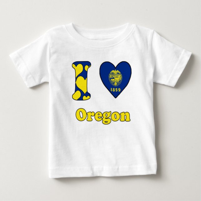 T-shirt Pour Bébé J'aime l'Oregon (Devant)