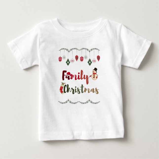 T-shirt Pour Bébé J'aime ma famille, Noël, Noël (Devant)