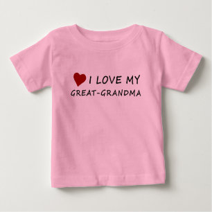 T-shirt Pour Bébé J'aime ma Grand-Grand-maman avec le coeur