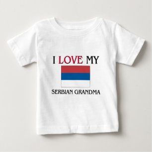T-shirt Pour Bébé J'aime ma grand-maman serbe