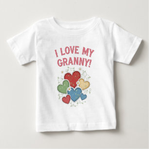 T-shirt Pour Bébé J'aime ma grand-mère charmant cœurs de style count