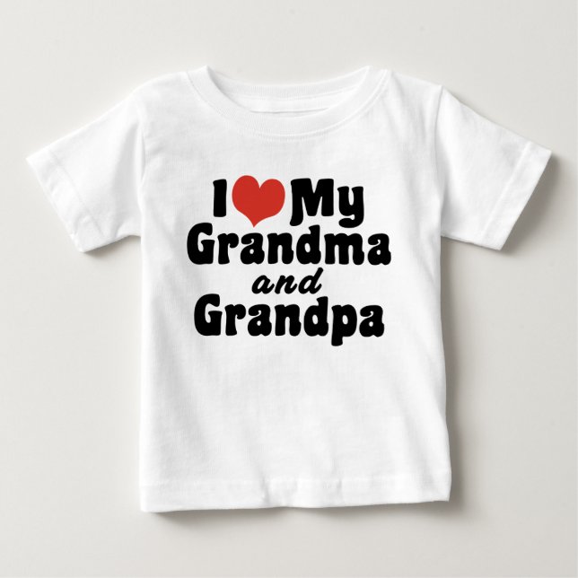 T-shirt Pour Bébé J'aime ma grand-mère et mon grand-père (Devant)