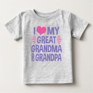 T-shirt Pour Bébé J'aime ma grand-mère et mon grand-père