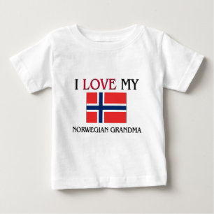 T-shirt Pour Bébé J'Aime Ma grand-mère norvégienne