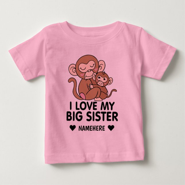 T-shirt Pour Bébé J'Aime Ma Grande Soeur (Devant)