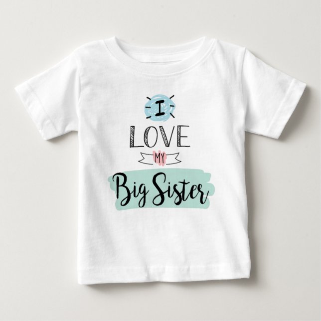 T-shirt Pour Bébé J'Aime Ma Grande Soeur Mignonne (Devant)
