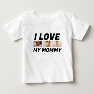 T-shirt Pour Bébé J'aime ma maman CUSTOM texte, photo